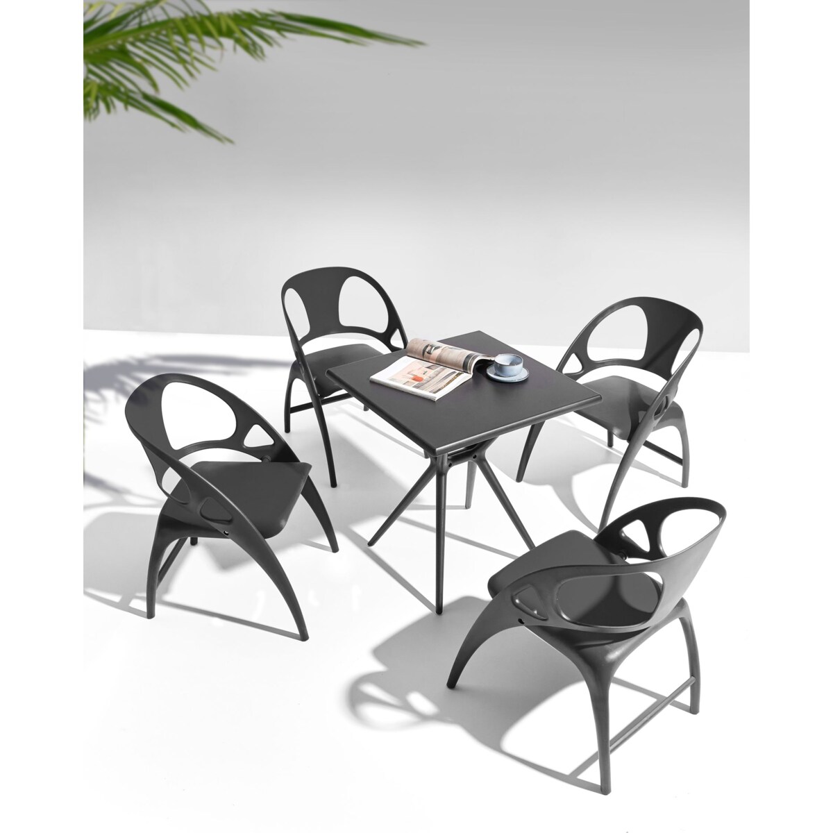 Zestaw 4 krzeseł ogrodowych Składane NEMI Czarny