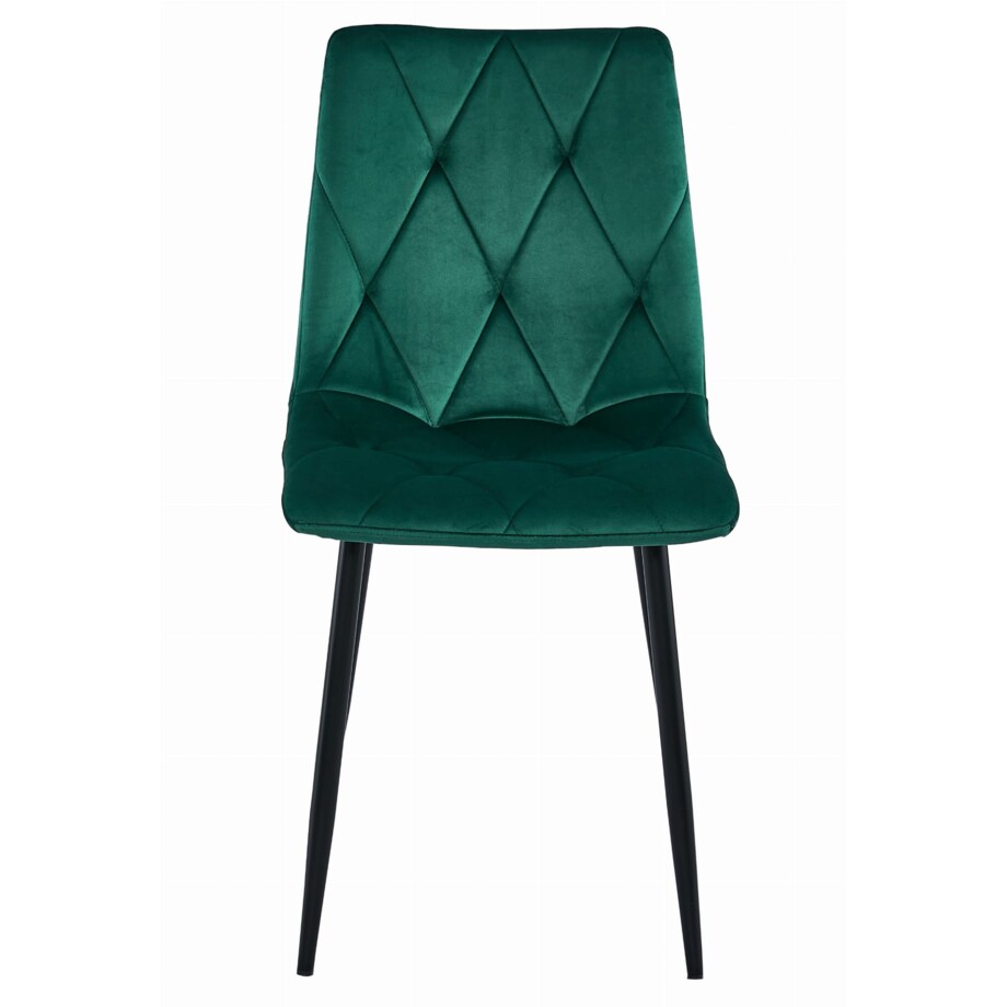 Krzesło Do Jadalni Kuchni Salonu Libra - Ciemna Zieleń Aksamit / Nogi Czarne X 3