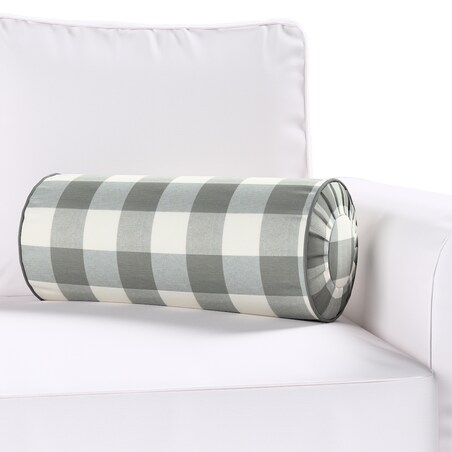 Poduszka wałek z zakładkami, szaro-biała krata (5,5x5,5cm), Ø20 x 50 cm, Quadro