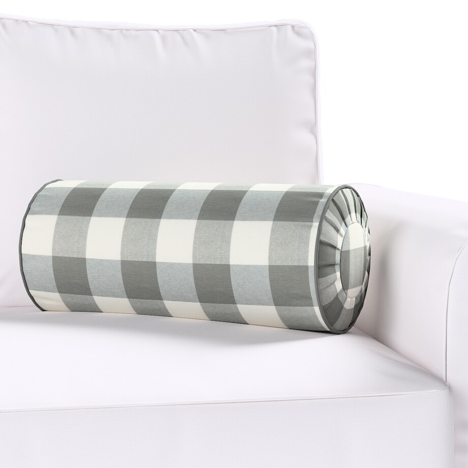 Poduszka wałek z zakładkami, szaro-biała krata (5,5x5,5cm), Ø20 x 50 cm, Quadro