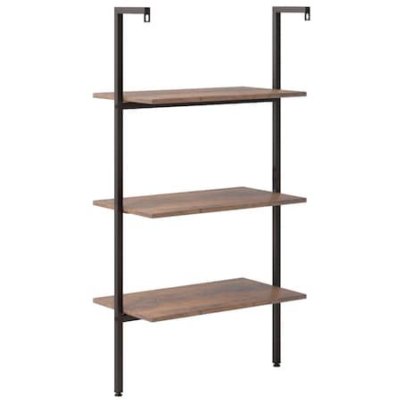 vidaXL Regał z 3 półkami, ciemnobrązowo-czarny, 64x35x120,5 cm