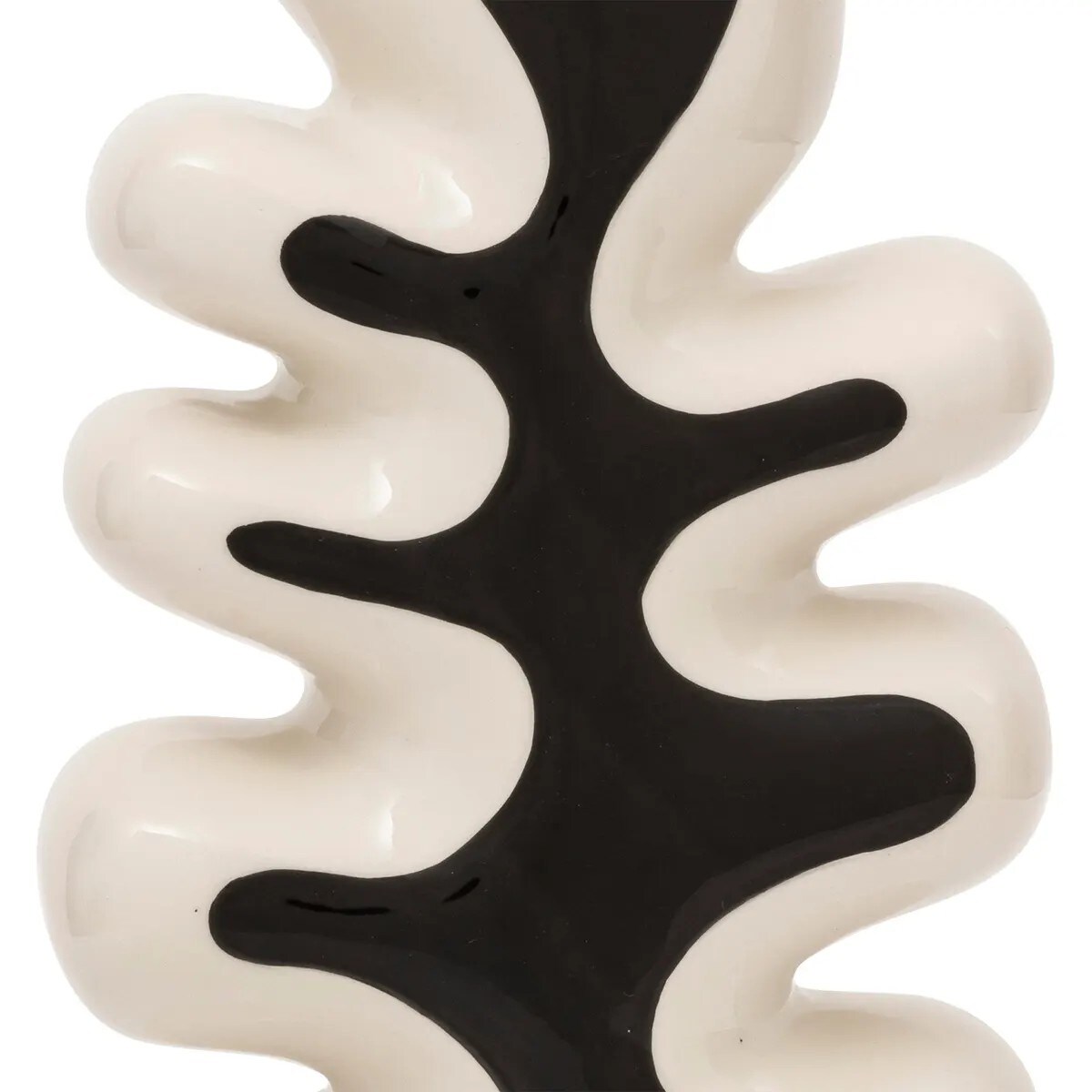 Wazon ceramiczny biało-czarny falisty Twis 28 cm