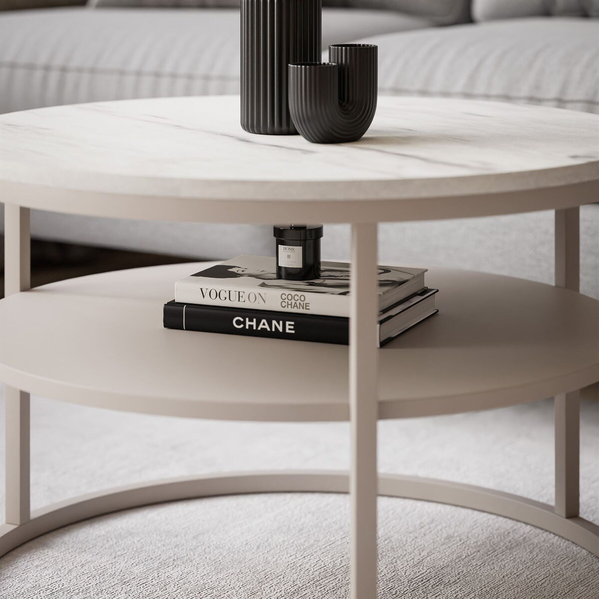 Stolik Kawowy CIRI SLIM z pólką kaszmir mat