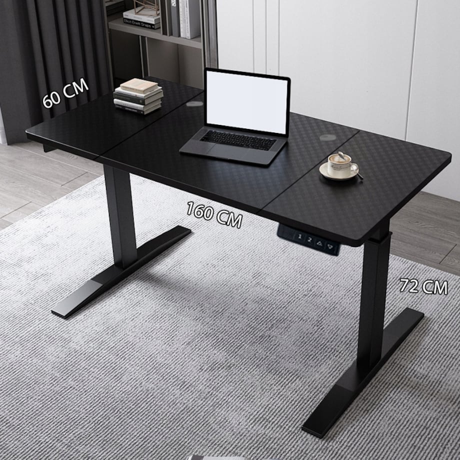Biurko Elektryczne Podnoszone Czarne 160 cm Regulowane Wysokości 72-118 cm