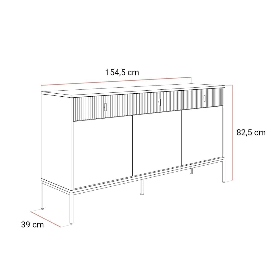 Komoda MIDNIGHT 3D3S z trzema szufladami na stelażu, kaszmir