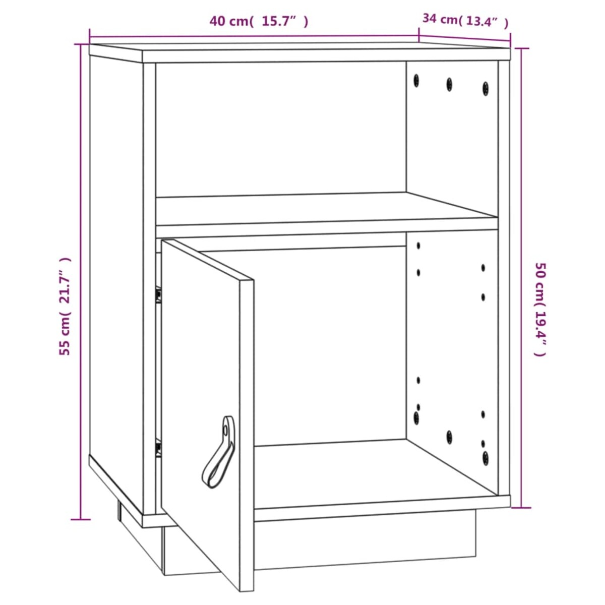 vidaXL Szafki nocne, 2 szt., 40x34x55 cm, lite drewno sosnowe