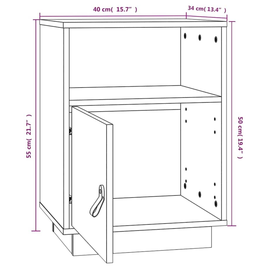 vidaXL Szafki nocne, 2 szt., 40x34x55 cm, lite drewno sosnowe
