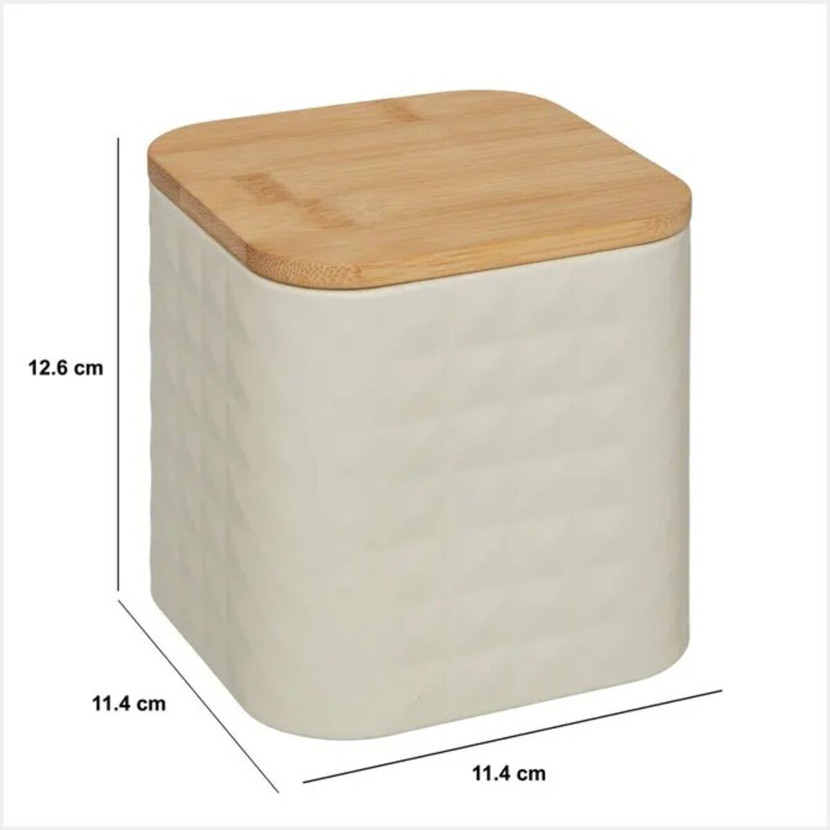 Pojemnik metalowy z bambusową pokrywą, EXTRA, 1.2 L, beżowy