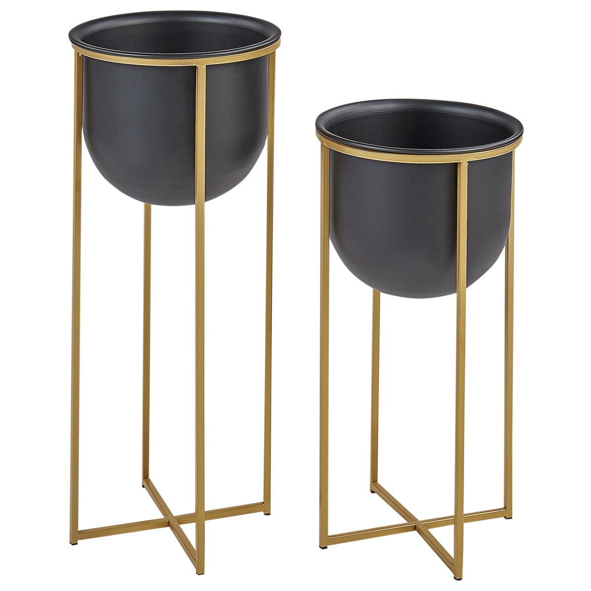Zestaw 2 doniczek na stojaku metalowe czarne THUJA