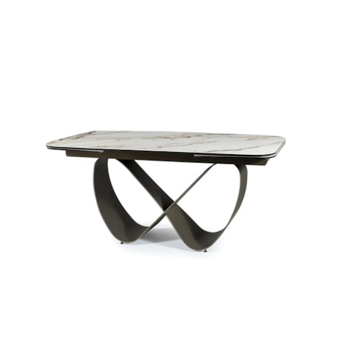 Stół rozkładany INFINITY CERAMIC 160(240)x95 biały/brązowy