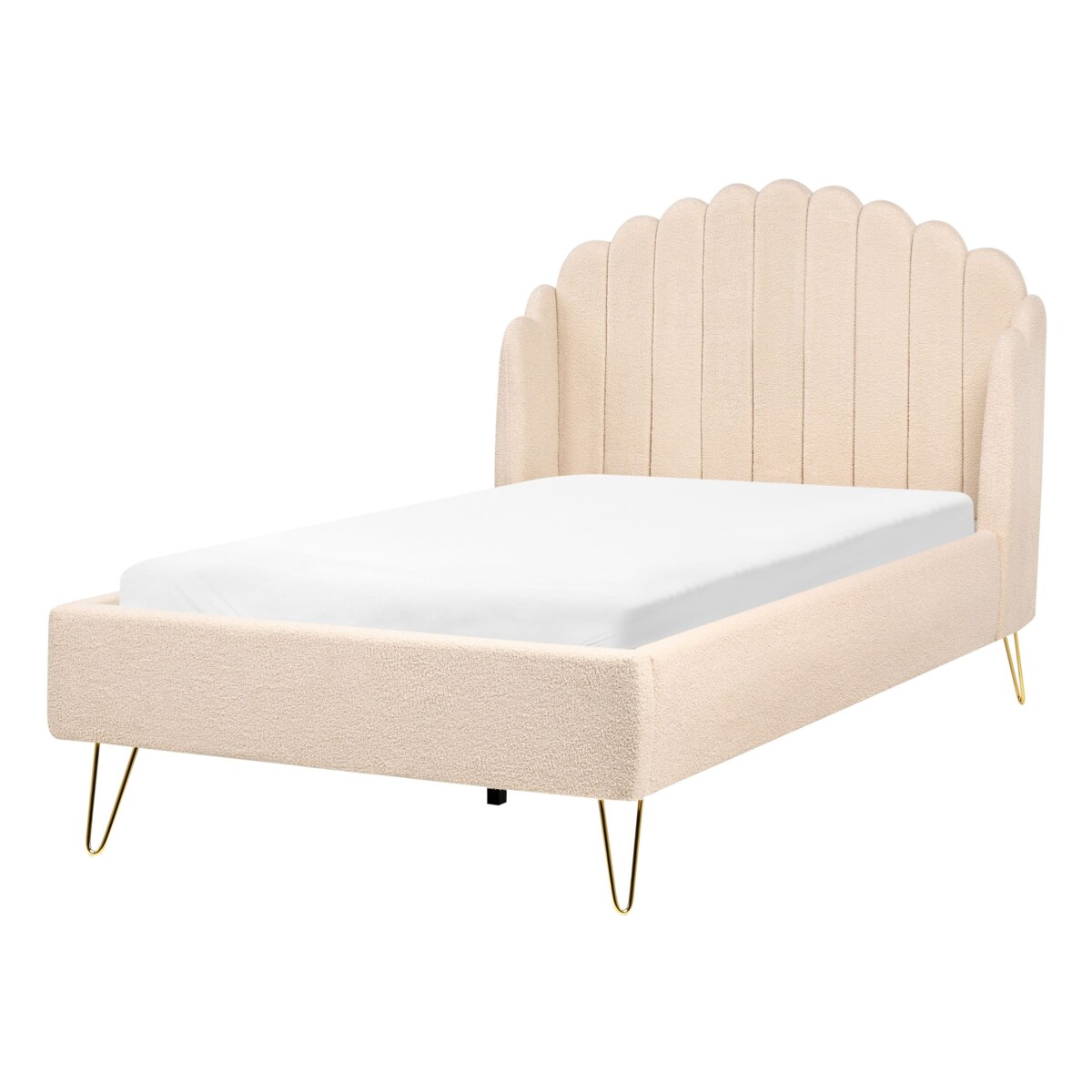 Łóżko Boucle AMBILLOU 120 x 200 cm Beżowy