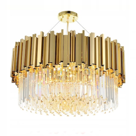 Lampa Kryształowa Sufitowa Plafon Chrom Kryształ