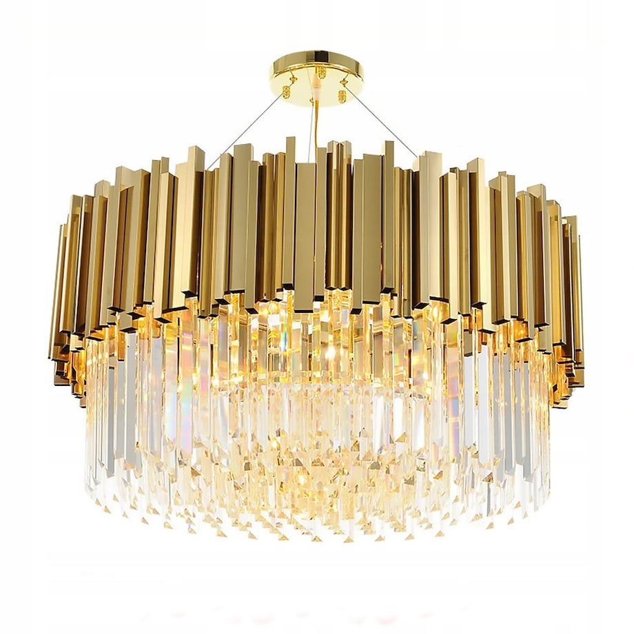 Lampa Kryształowa Sufitowa Plafon Chrom Kryształ