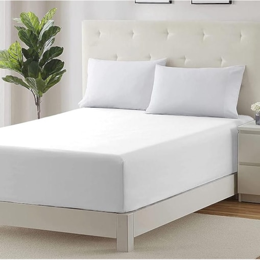 Prześcieradło hotelowe bawełniane 200x220 cm z tkaniny PREMIUM BIAŁE NA GUMCE