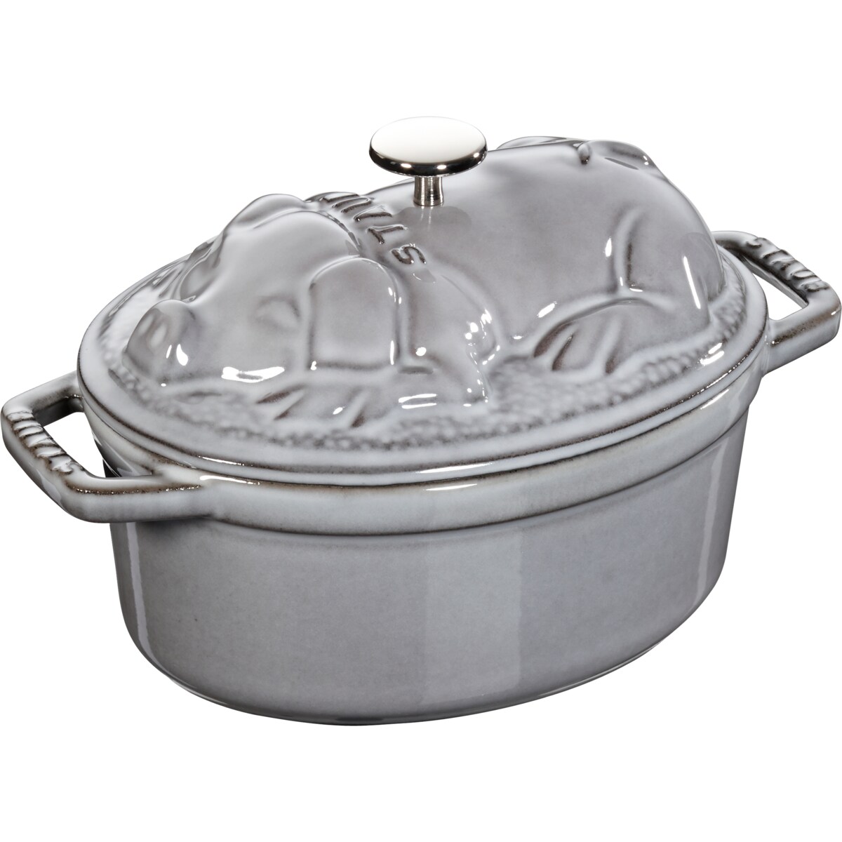 Garnek żeliwny owalny prosię Staub - 1 ltr, Grafitowy