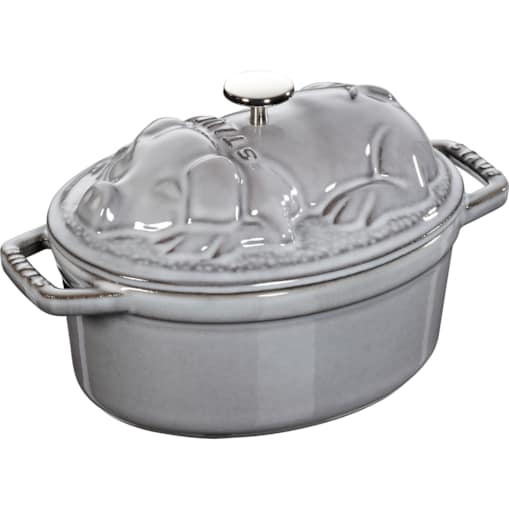 Garnek żeliwny owalny prosię Staub - 1 ltr, Grafitowy