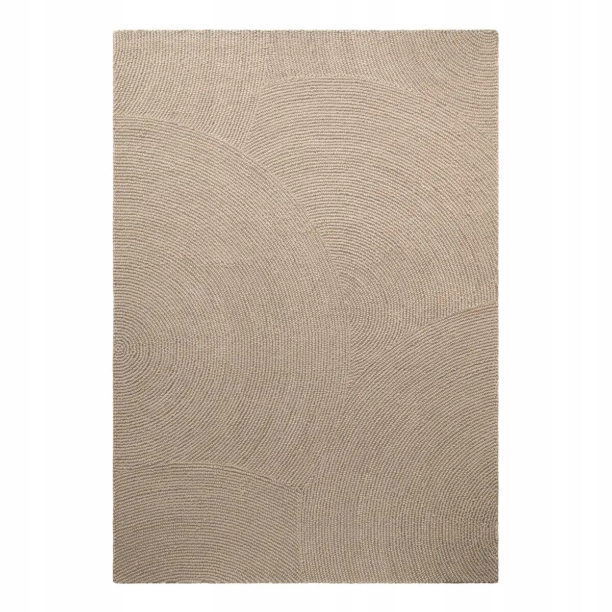 Dywan wełniany do salonu 160x230cm, beżowy wzór w półkola, efekt 3d