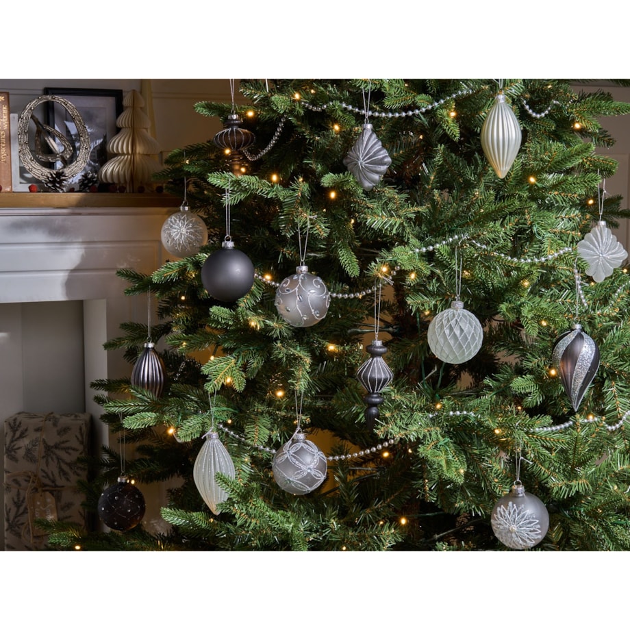 Zestaw 35 bombek FROSTFALL Szkło Szary