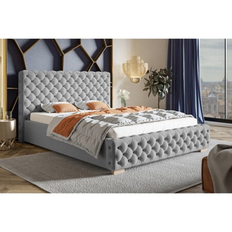 Łóżko tapicerowane z pojemnikiem 140x200 BEN 12 - szare