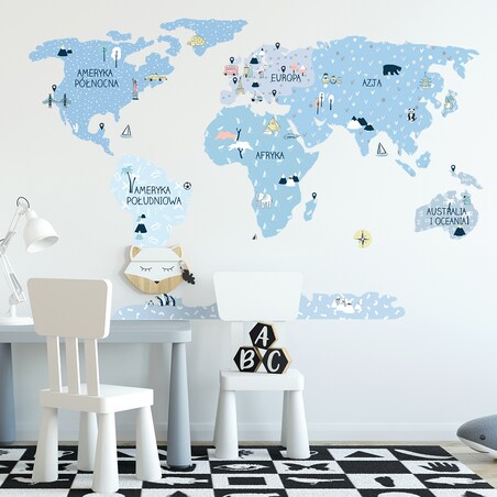 Naklejka na ścianę Mapa świata ice cold M