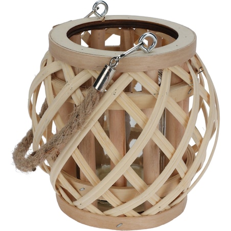 Bambusowy lampion z jutowych uchwytem, naturalny
