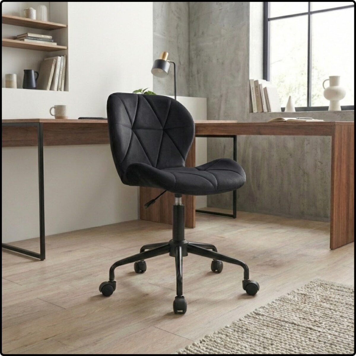 Fotel biurowy krzesło obrotowe do biurka ucznia gabinetu regulowane czarne welurowe