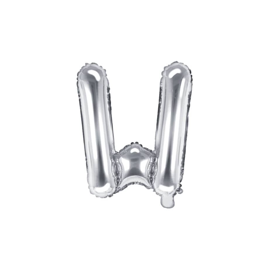 Balon foliowy Litera ''W'', 35cm, srebrny