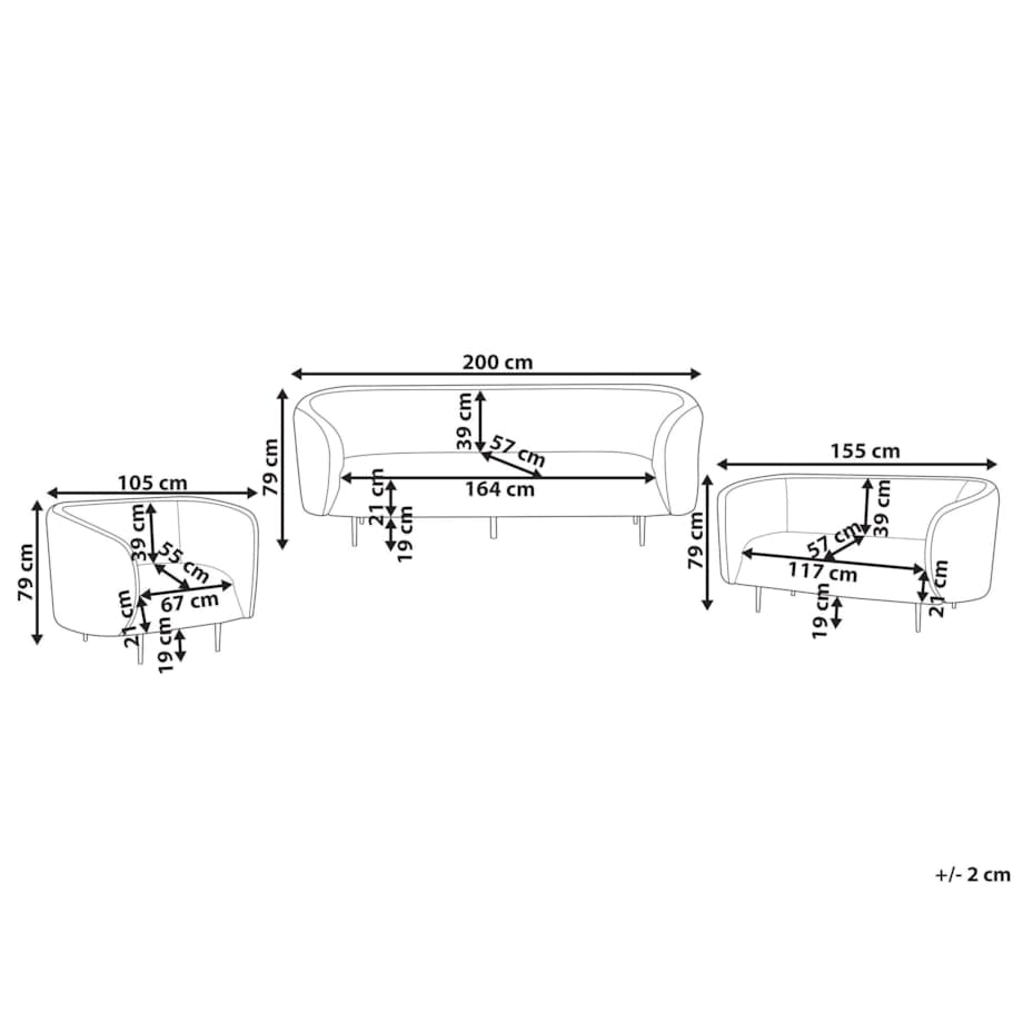 Komplet wypoczynkowy 6-osobowy boucle biały LOEN