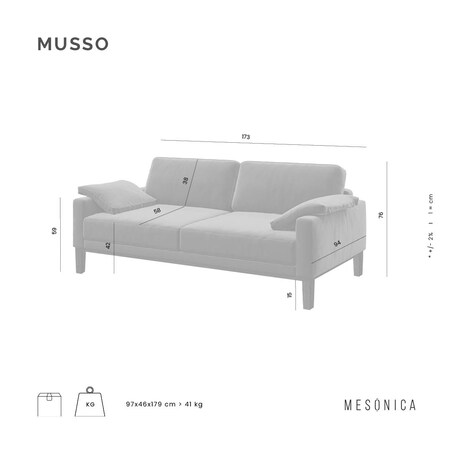 Sofa 2-osobowa Musso - ciemnobrązowa vintage