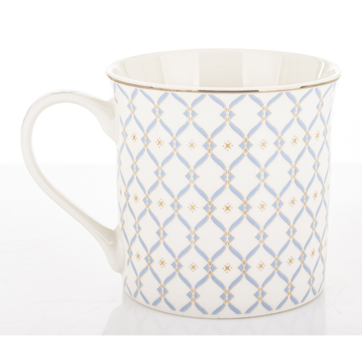 Kubek porcelanowy w pudełku 12,5x9x9 cm MAGLIA 380 ml biały z błękitnym wzorem