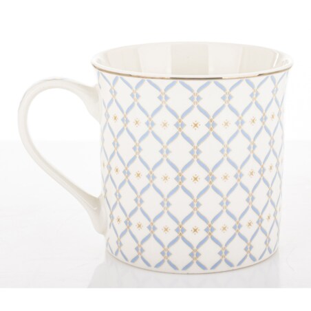 Kubek porcelanowy w pudełku 12,5x9x9 cm MAGLIA 380 ml biały z błękitnym wzorem