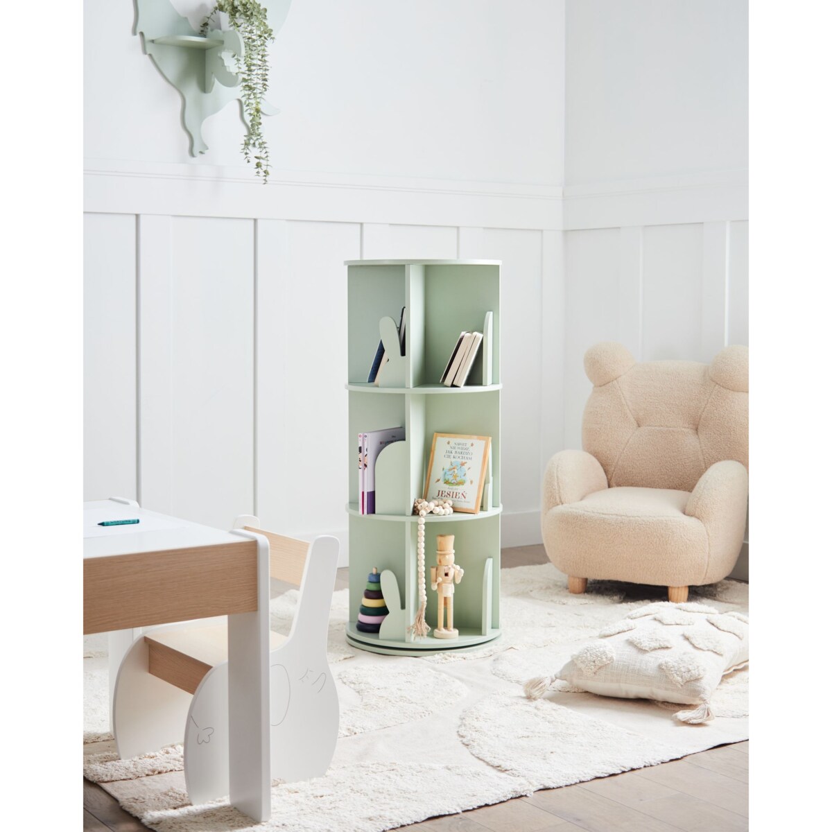 Obrotowy regał CANEY 94 cm Jasnozielony