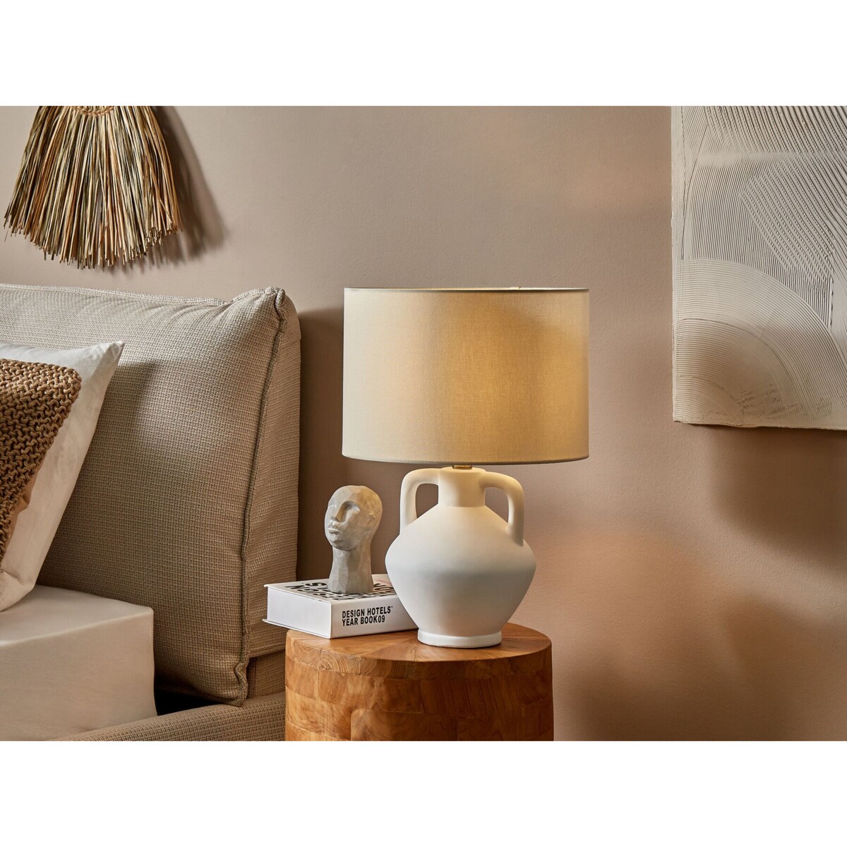 Lampa stołowa ceramiczna biała LABRADA