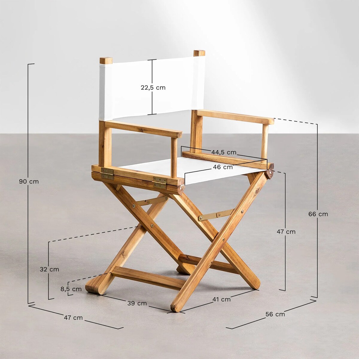 Krzesło reżyserskie składane, akacja, Reggia, kremowe-kawa z mlekiem