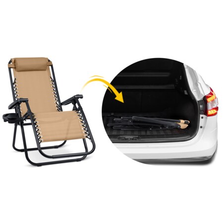 Leżak ogrodowy plażowy składany beżowy Sofotel ChillWell