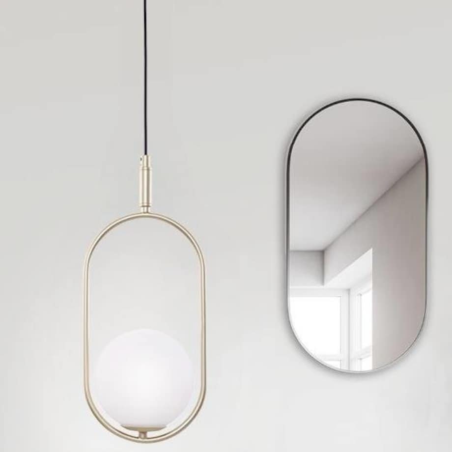 Wisząca LAMPA modernistyczna CORDEL 31-73457 Candellux metalowa OPRAWA zwis szklana kula ball mosiężna biała