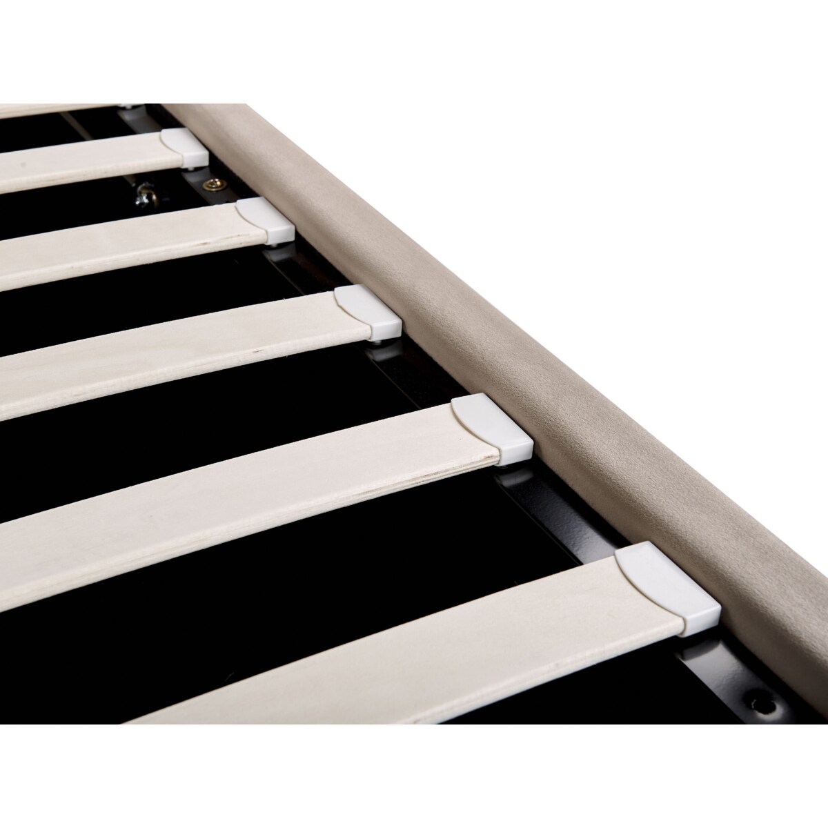 Łóżko z pojemnikiem welurowe 140 x 200 cm szarobeżowe SEZANNE