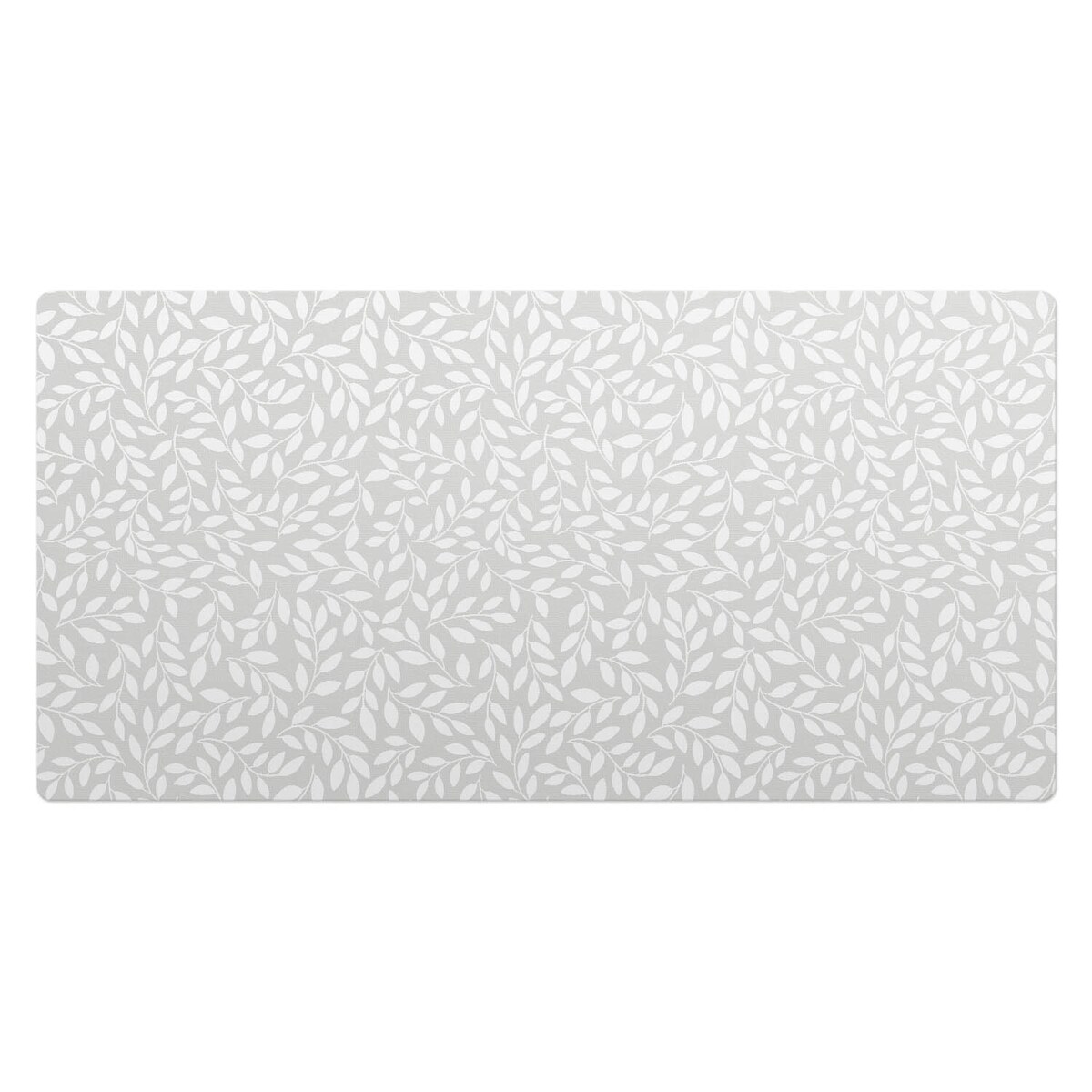 Szara mata na biurko Liściasty wzór, 120x60 cm