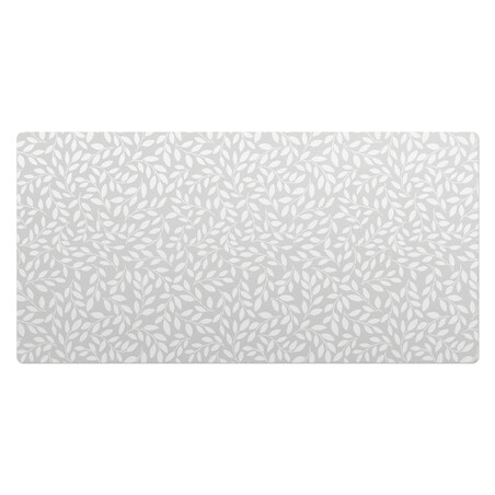Szara mata na biurko Liściasty wzór, 120x60 cm