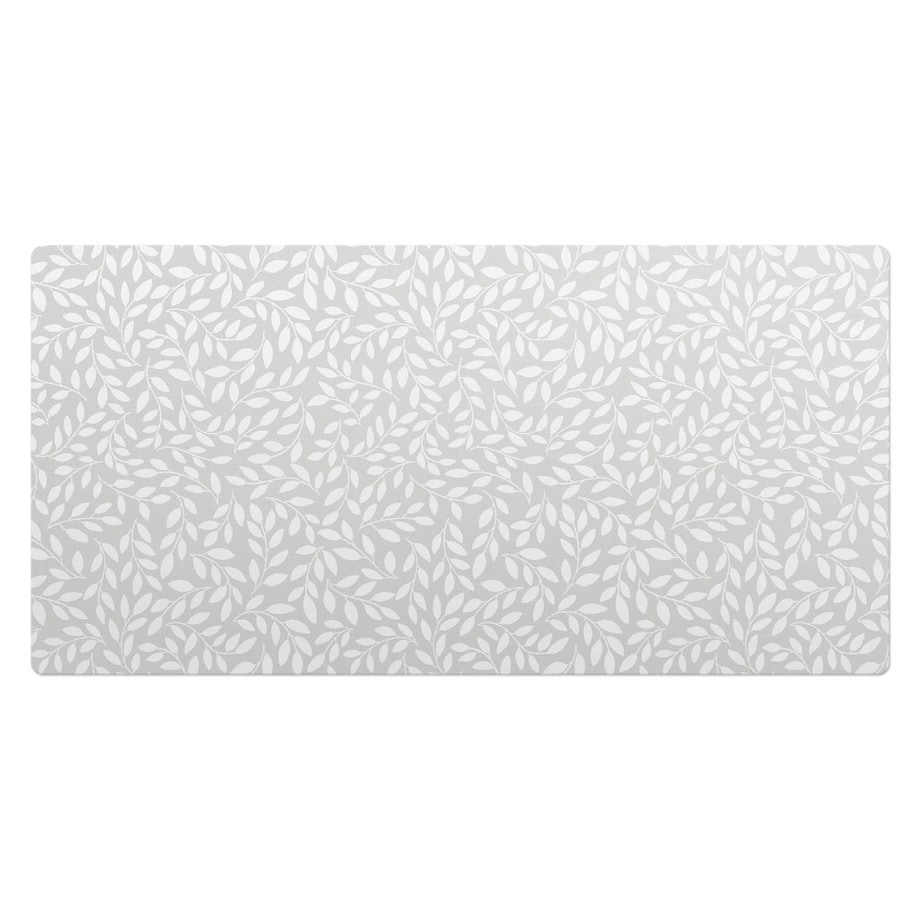 Szara mata na biurko Liściasty wzór, 120x60 cm