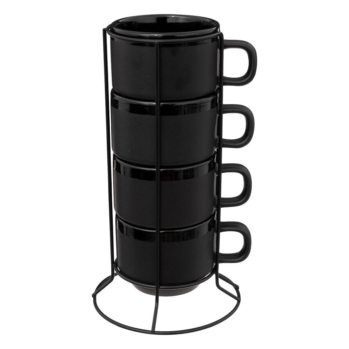 Zestaw 4 filiżanek ceramicznych ALPHA, na metalowym stojaku, 220 ml