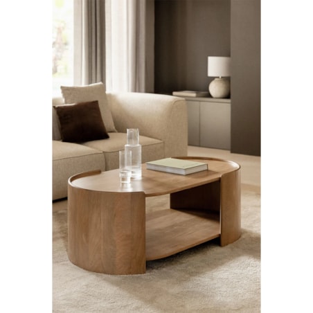 Owalny stolik kawowy 110x60 cm z drewna mango Sidney