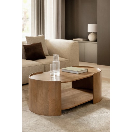 Owalny stolik kawowy 110x60 cm z drewna mango Sidney