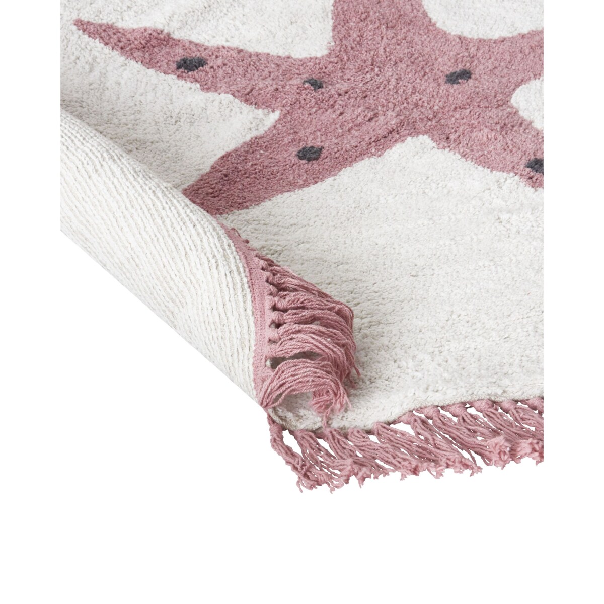 Dywan dziecięcy bawełniany z motywem gwiazdy 120 cm złamana biel STARS