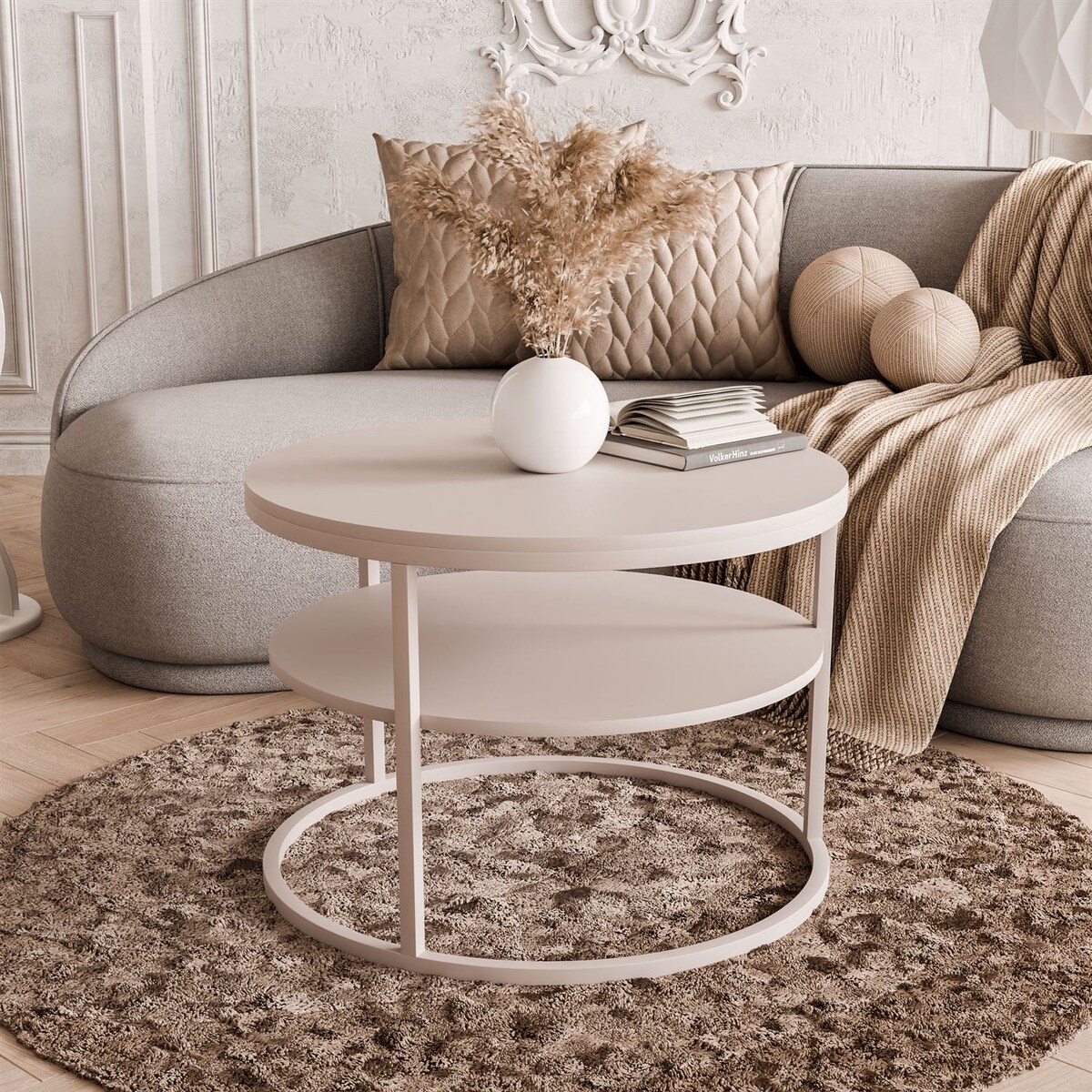 Stolik Kawowy CIRI MAT KASZMIR z półką, blat kaszmir mat