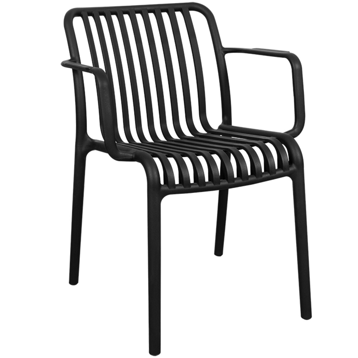 Krzesło plastikowe do salonu na balkon taras czarne nowoczesne z oparciem