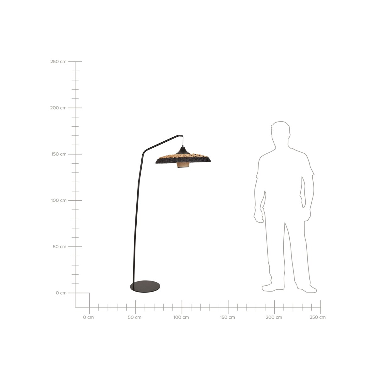 Lampa podłogowa pleciona czarna KALOMO