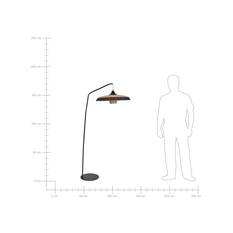 Lampa podłogowa pleciona czarna KALOMO