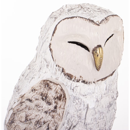Dekoracja - biała sowa 18,5x9,5x10 cm UGLE small