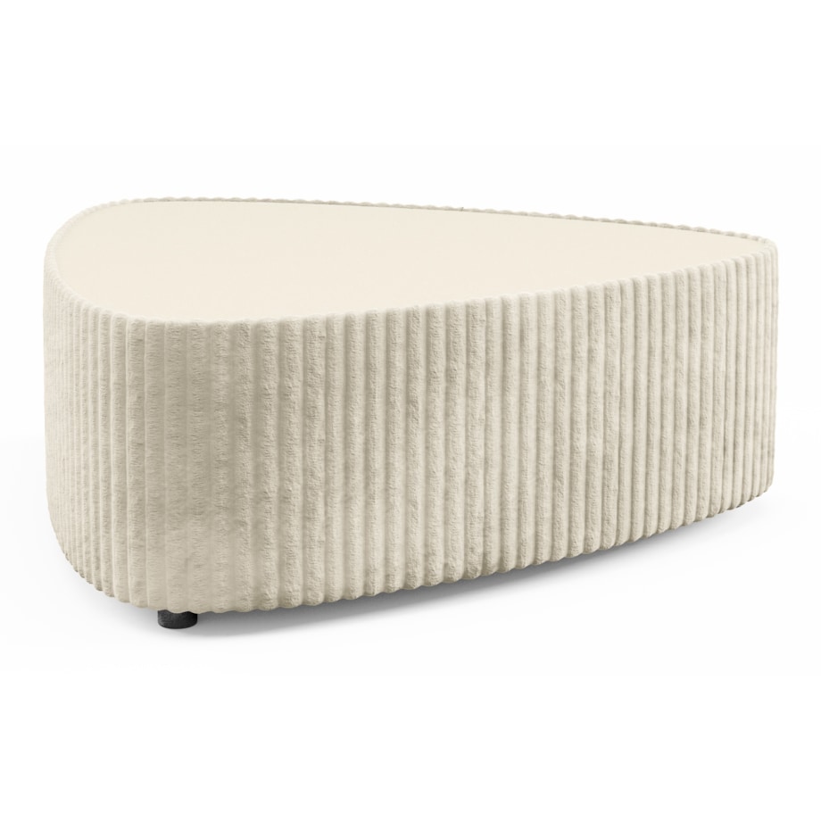 Stolik kawowy tapicerowany MIJA w tkaninie Tilia, Ecru